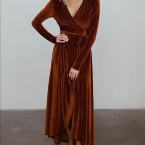 Baltic Born Jada Ribbed Velvet Dress- Copper